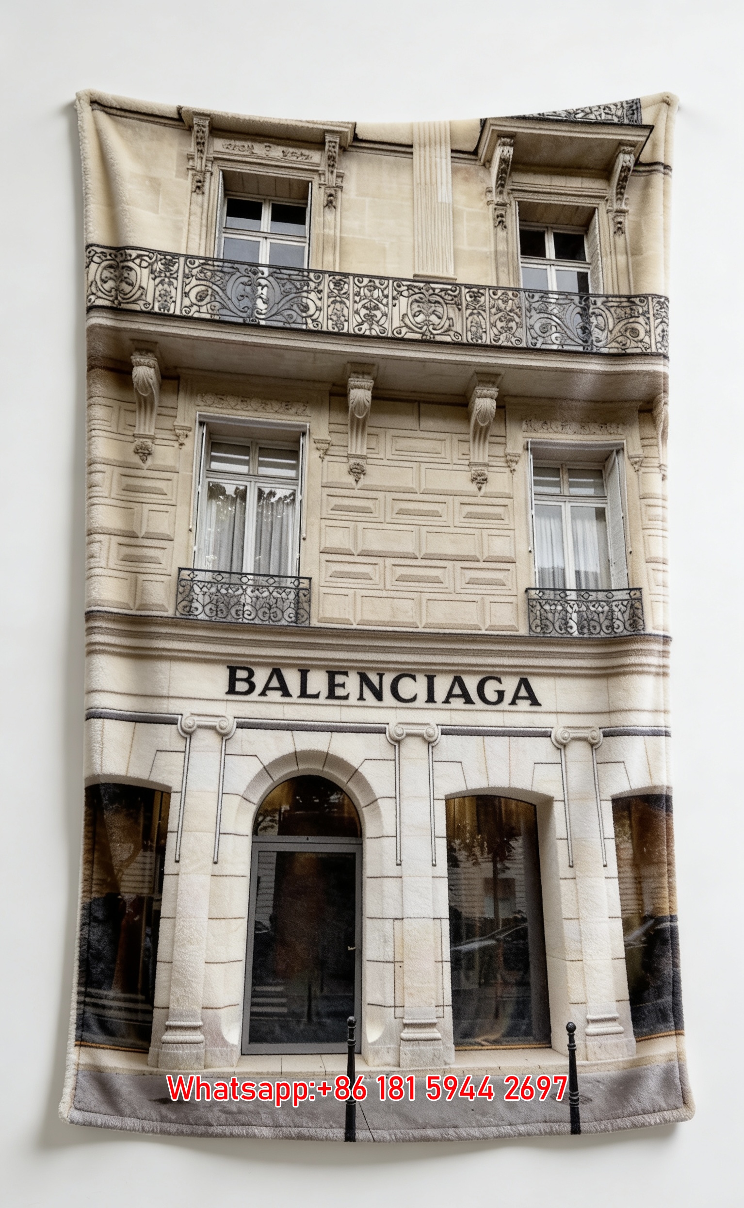 Balenciaga Paris Storefront Print Flannel Sofa Throw Blanket Premium Couch Cover BA390